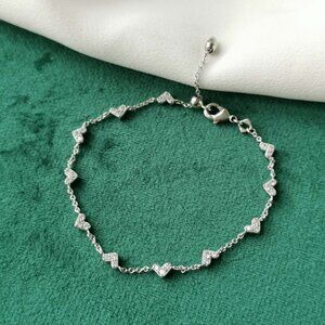 New Kendra Scott Silver Chain Bracelet - Haven Heart White Crystal